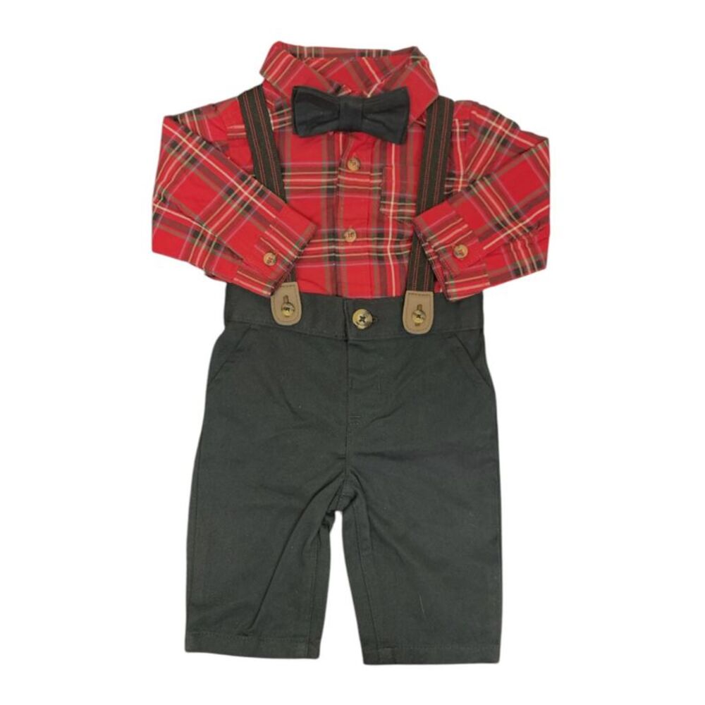 Carter's Baby Boy 4-Piece Holiday Set with Matching Suspenders & Bowtie - Red